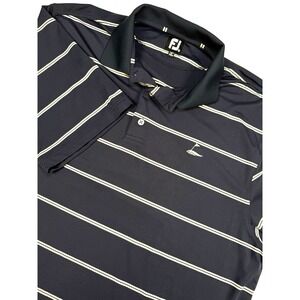 FootJoy Mens Golf Polo Striped Blue White Size XL Preppy Casual Performance‎